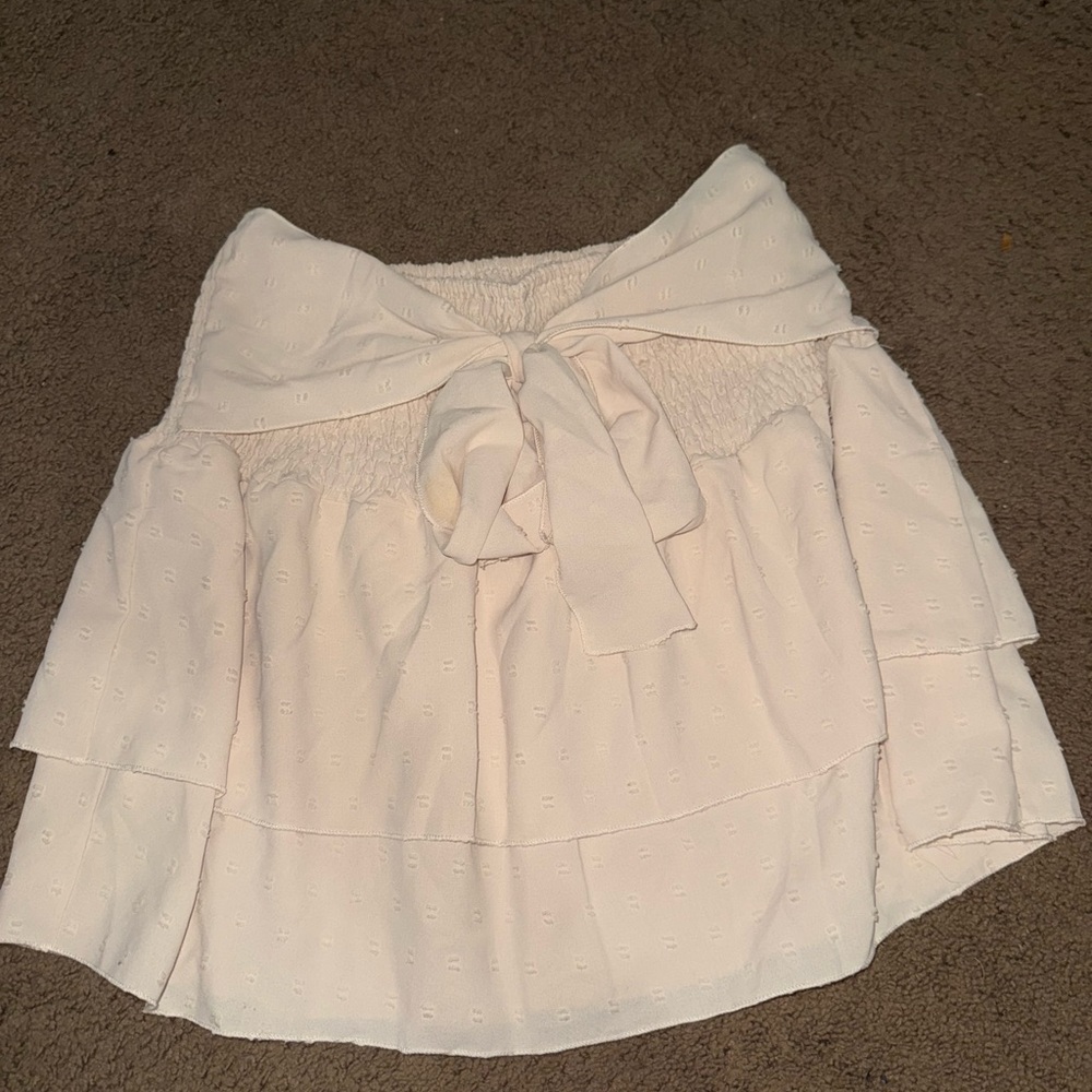 SHEIN Cream Bubble Tie Front Tank Top